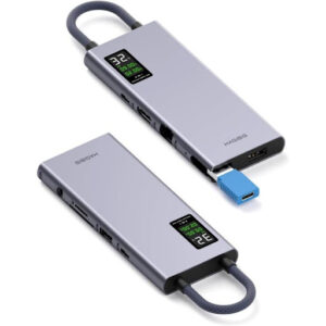 هاب USB-C چند پورت با صفحه نمایش HAGiBiS مدل TSX102